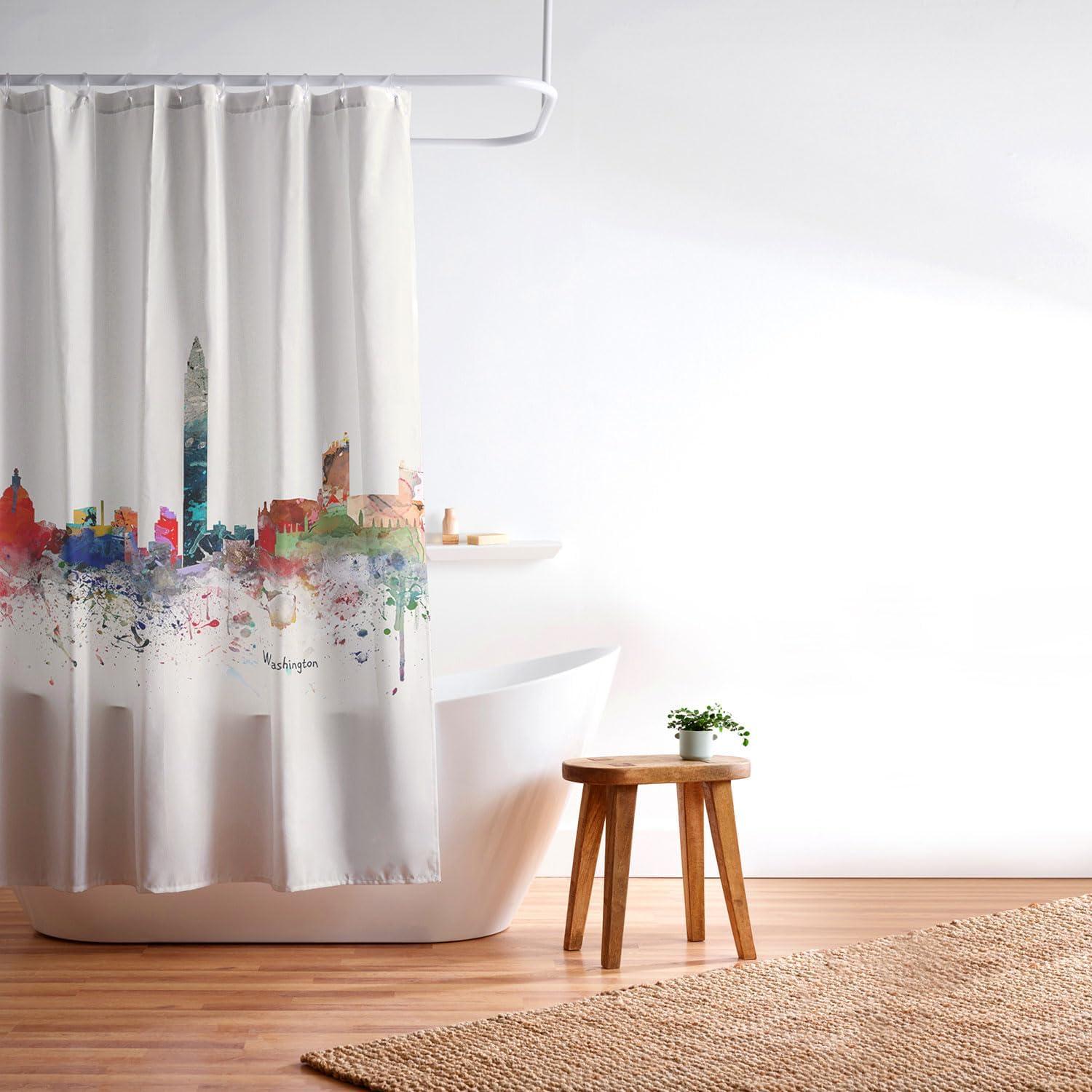 imageSociety6 Shower Curtain Bathroom Decor by Bri Buckley Extra Long Fabric Shower Curtains for Bathroom 72 x 69 Richmond Virginia SkylineWashington DC Skyline