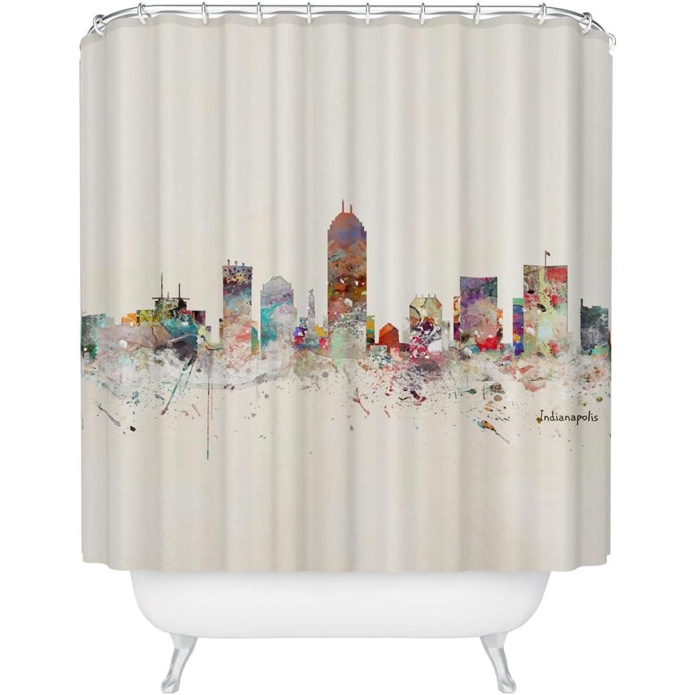 imageSociety6 Shower Curtain Bathroom Decor by Bri Buckley Extra Long Fabric Shower Curtains for Bathroom 72 x 69 Richmond Virginia SkylineIndianapolis Indiana Skyline