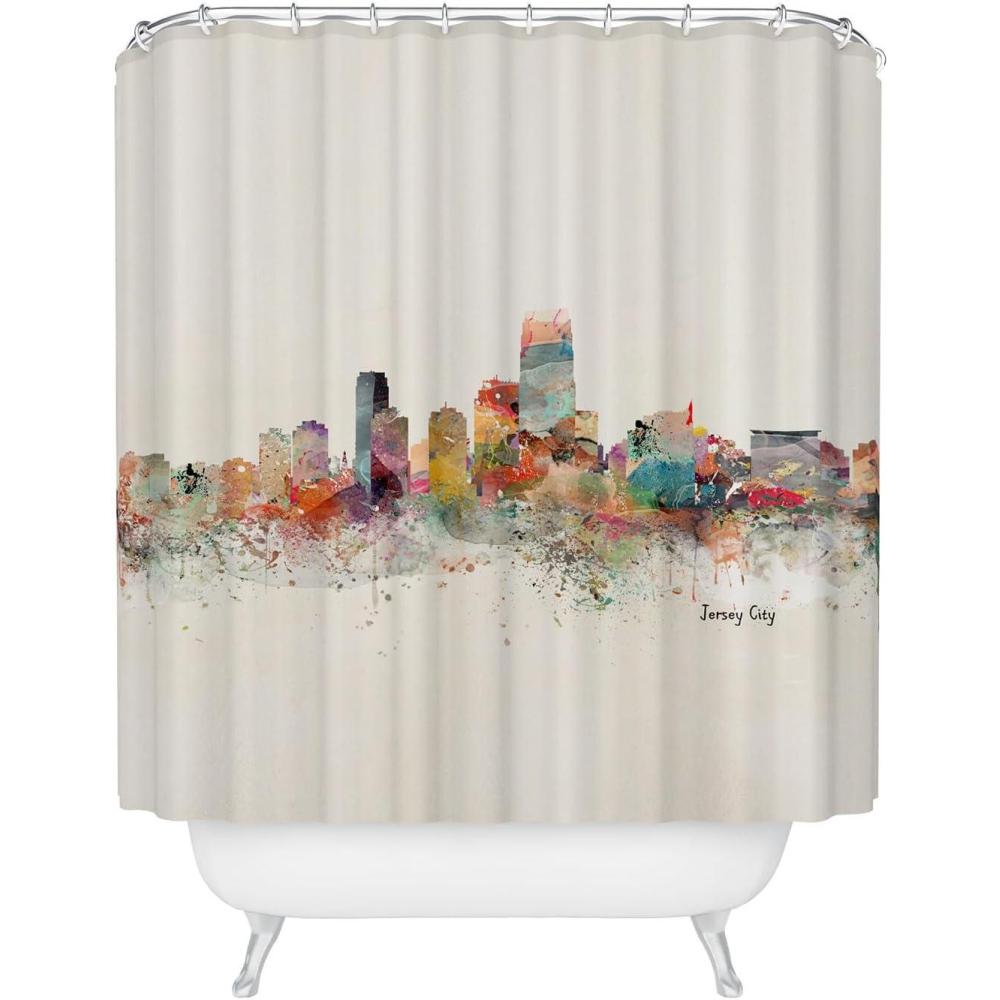 imageSociety6 Shower Curtain Bathroom Decor by Bri Buckley Extra Long Fabric Shower Curtains for Bathroom 72 x 69 Richmond Virginia SkylineJersey City Skyline