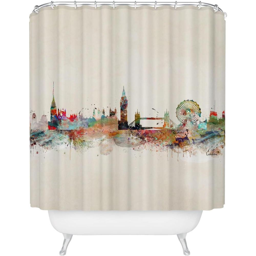 imageSociety6 Shower Curtain Bathroom Decor by Bri Buckley Extra Long Fabric Shower Curtains for Bathroom 72 x 69 Richmond Virginia SkylineLondon City Skyline