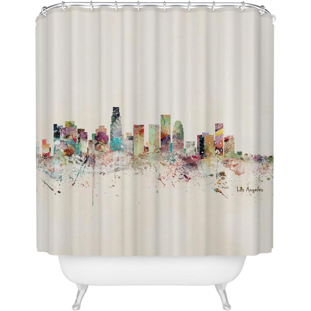 imageSociety6 Shower Curtain Bathroom Decor by Bri Buckley Extra Long Fabric Shower Curtains for Bathroom 72 x 69 Richmond Virginia SkylineLos Angeles California