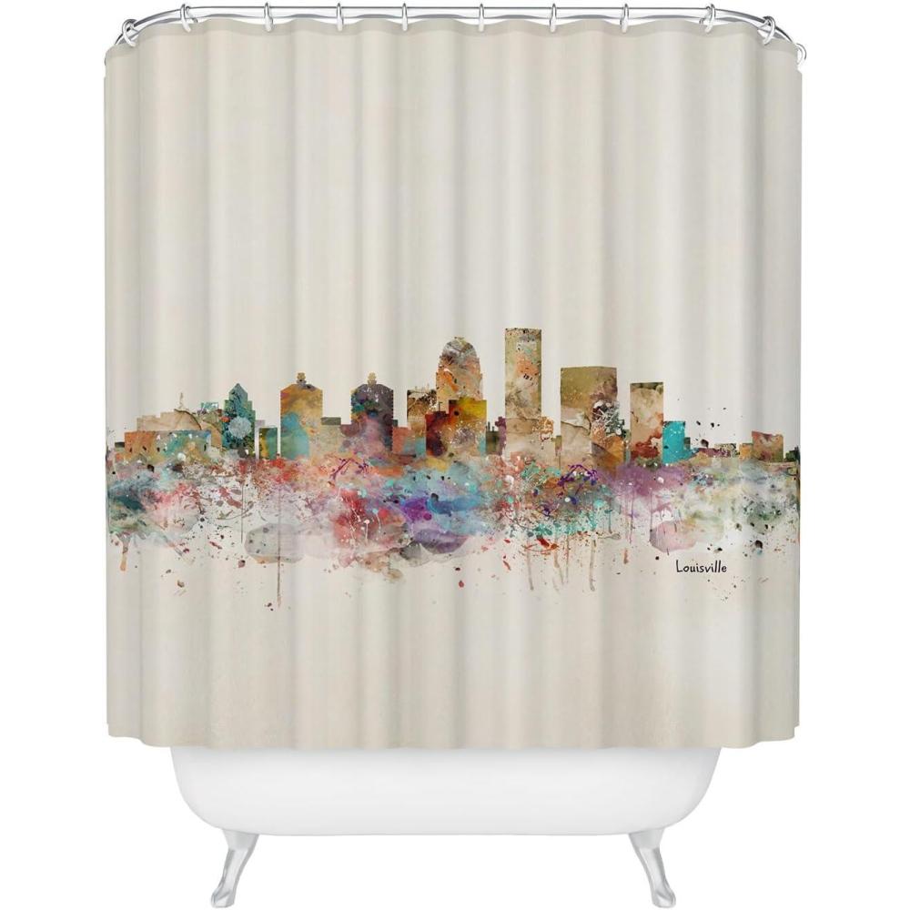 imageSociety6 Shower Curtain Bathroom Decor by Bri Buckley Extra Long Fabric Shower Curtains for Bathroom 72 x 69 Richmond Virginia SkylineLouisville Kentucky Skyline