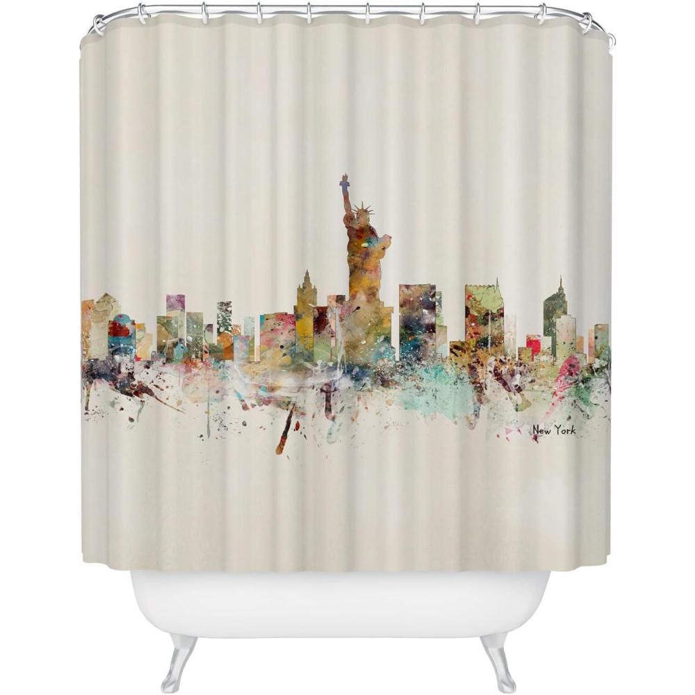 imageSociety6 Shower Curtain Bathroom Decor by Bri Buckley Extra Long Fabric Shower Curtains for Bathroom 72 x 69 Richmond Virginia SkylineNew York City Skyline