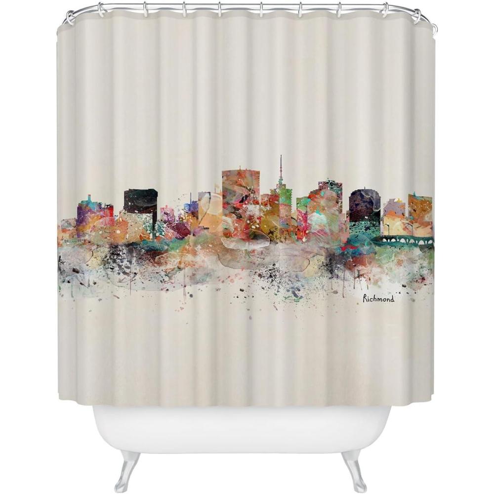imageSociety6 Shower Curtain Bathroom Decor by Bri Buckley Extra Long Fabric Shower Curtains for Bathroom 72 x 69 Richmond Virginia SkylineRichmond Virginia Skyline