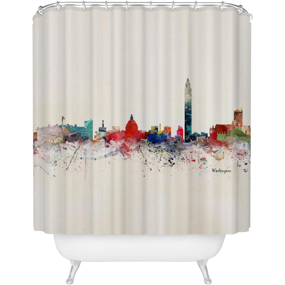 imageSociety6 Shower Curtain  Bathroom Decor by Bri Buckley  Extra Long Fabric Shower Curtains for Bathroom 72 x 69 Richmond Virginia SkylineWashington DC Skyline