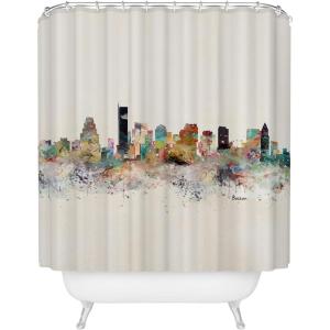 Society6 Shower Curtain – Bathroom Decor by Bri Buckley – Extra Long Fabric Shower Curtains for Bathroom, 72″ x 69″, Richmond Virginia Skyline(Boston City Skyline)
