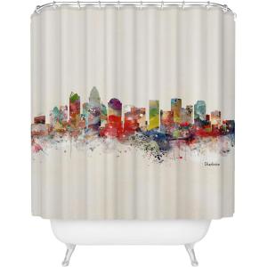 Society6 Shower Curtain – Bathroom Decor by Bri Buckley – Extra Long Fabric Shower Curtains for Bathroom, 72″ x 69″, Richmond Virginia Skyline(Charlotte City Skyline)