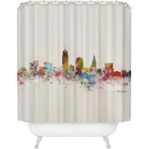 Society6 Shower Curtain – Bathroom Decor by Bri Buckley – Extra Long Fabric Shower Curtains for Bathroom, 72″ x 69″, Richmond Virginia Skyline(Cleveland Ohio Skyline)
