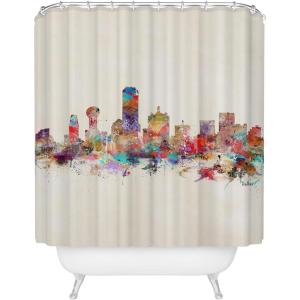 Society6 Shower Curtain – Bathroom Decor by Bri Buckley – Extra Long Fabric Shower Curtains for Bathroom, 72″ x 69″, Richmond Virginia Skyline(Dallas Texas Skyline)