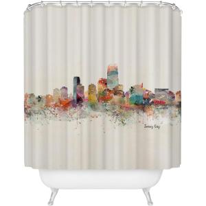 Society6 Shower Curtain – Bathroom Decor by Bri Buckley – Extra Long Fabric Shower Curtains for Bathroom, 72″ x 69″, Richmond Virginia Skyline(Jersey City Skyline)