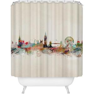 Society6 Shower Curtain – Bathroom Decor by Bri Buckley – Extra Long Fabric Shower Curtains for Bathroom, 72″ x 69″, Richmond Virginia Skyline(London City Skyline)