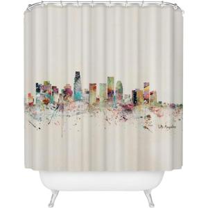 Society6 Shower Curtain – Bathroom Decor by Bri Buckley – Extra Long Fabric Shower Curtains for Bathroom, 72″ x 69″, Richmond Virginia Skyline(Los Angeles California)