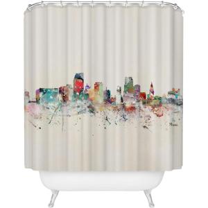 Society6 Shower Curtain – Bathroom Decor by Bri Buckley – Extra Long Fabric Shower Curtains for Bathroom, 72″ x 69″, Richmond Virginia Skyline(Miami Florida Skyline)