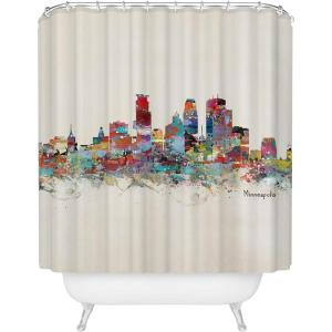Society6 Shower Curtain – Bathroom Decor by Bri Buckley – Extra Long Fabric Shower Curtains for Bathroom, 72″ x 69″, Richmond Virginia Skyline(Minneapolis Minnesota)