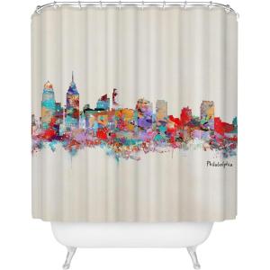 Society6 Shower Curtain – Bathroom Decor by Bri Buckley – Extra Long Fabric Shower Curtains for Bathroom, 72″ x 69″, Richmond Virginia Skyline(Philadelphia Skyline)