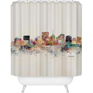 Society6 Shower Curtain – Bathroom Decor by Bri Buckley – Extra Long Fabric Shower Curtains for Bathroom, 72″ x 69″, Richmond Virginia Skyline(Richmond Virginia Skyline)