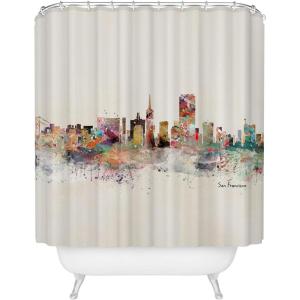 Society6 Shower Curtain – Bathroom Decor by Bri Buckley – Extra Long Fabric Shower Curtains for Bathroom, 72″ x 69″, Richmond Virginia Skyline(San Francisco Skyline)
