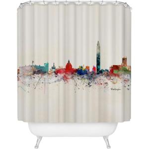 Society6 Shower Curtain – Bathroom Decor by Bri Buckley – Extra Long Fabric Shower Curtains for Bathroom, 72″ x 69″, Richmond Virginia Skyline(Washington DC Skyline)