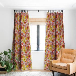 Society6 2021 Blackout Window Curtain, 50″ x 120″, Doodle by Meg Groovy Flowers in Orange(Doodle By Meg Groovy Flowers in Pink)