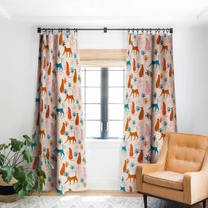 Society6 2021 Blackout Window Curtain, 50″ x 120″, Doodle by Meg Groovy Flowers in Orange(Tasiania Rainbow Cheetahs)