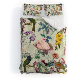 Society6 Burcu Korkmazyurek Floral and Birds VIII King Duvet Cover and 2 Pillow Shams Set, 104″ x 88″, Pillowcases: 40″ x 20”, Multi