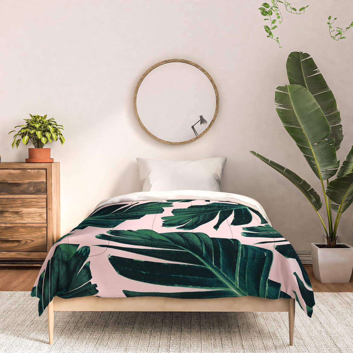 imageSociety6 2021 Cotton Comforter King Anitas amp Bellas Artwork Gold Palm Leaves Dream 1Anitas Bellas Artwork Tropical Banana Leaves Dream 1
