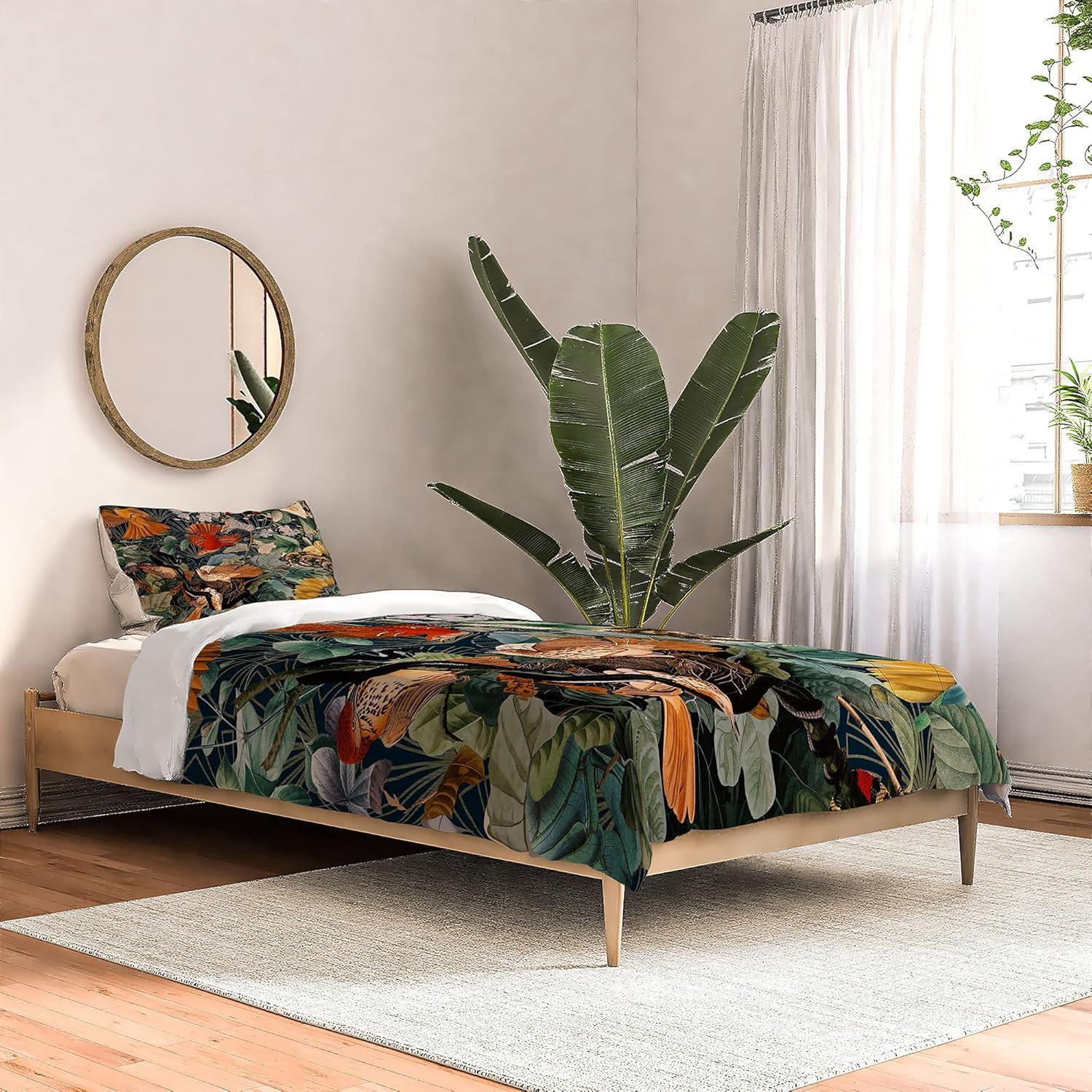 imageSociety6 2021 Cotton Comforter King Anitas amp Bellas Artwork Gold Palm Leaves Dream 1Burcu Korkmazyurek Birds and Snakes