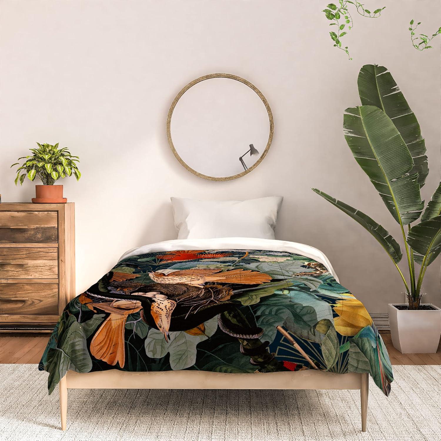 imageSociety6 2021 Cotton Comforter King Anitas amp Bellas Artwork Gold Palm Leaves Dream 1Burcu Korkmazyurek Birds and Snakes