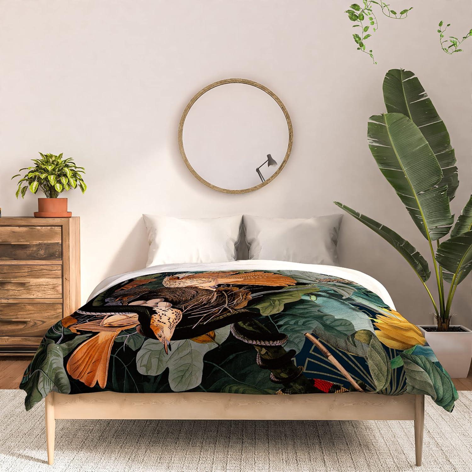 imageSociety6 2021 Cotton Comforter King Anitas amp Bellas Artwork Gold Palm Leaves Dream 1Burcu Korkmazyurek Birds and Snakes