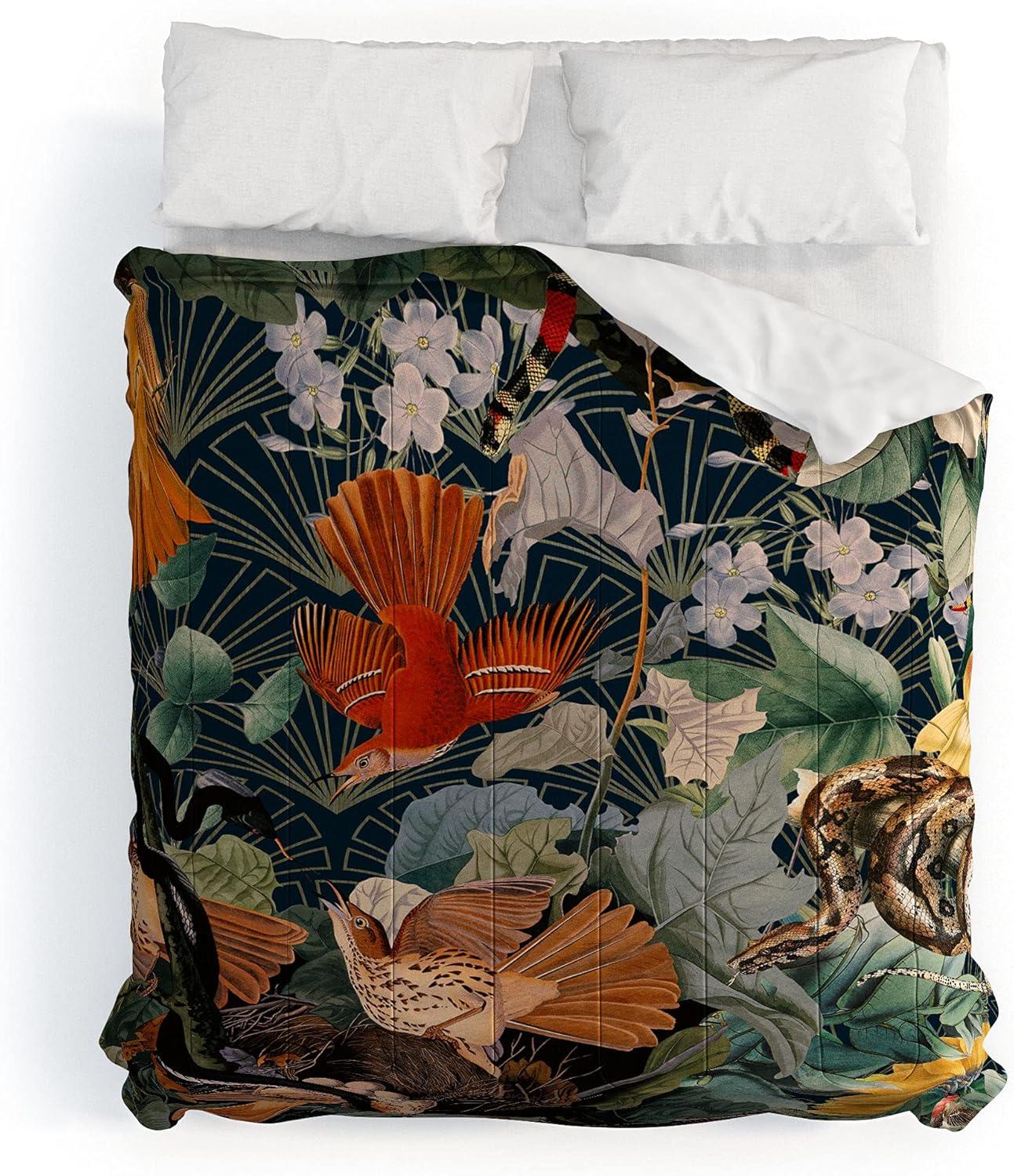 imageSociety6 2021 Cotton Comforter King Anitas amp Bellas Artwork Gold Palm Leaves Dream 1Burcu Korkmazyurek Birds and Snakes