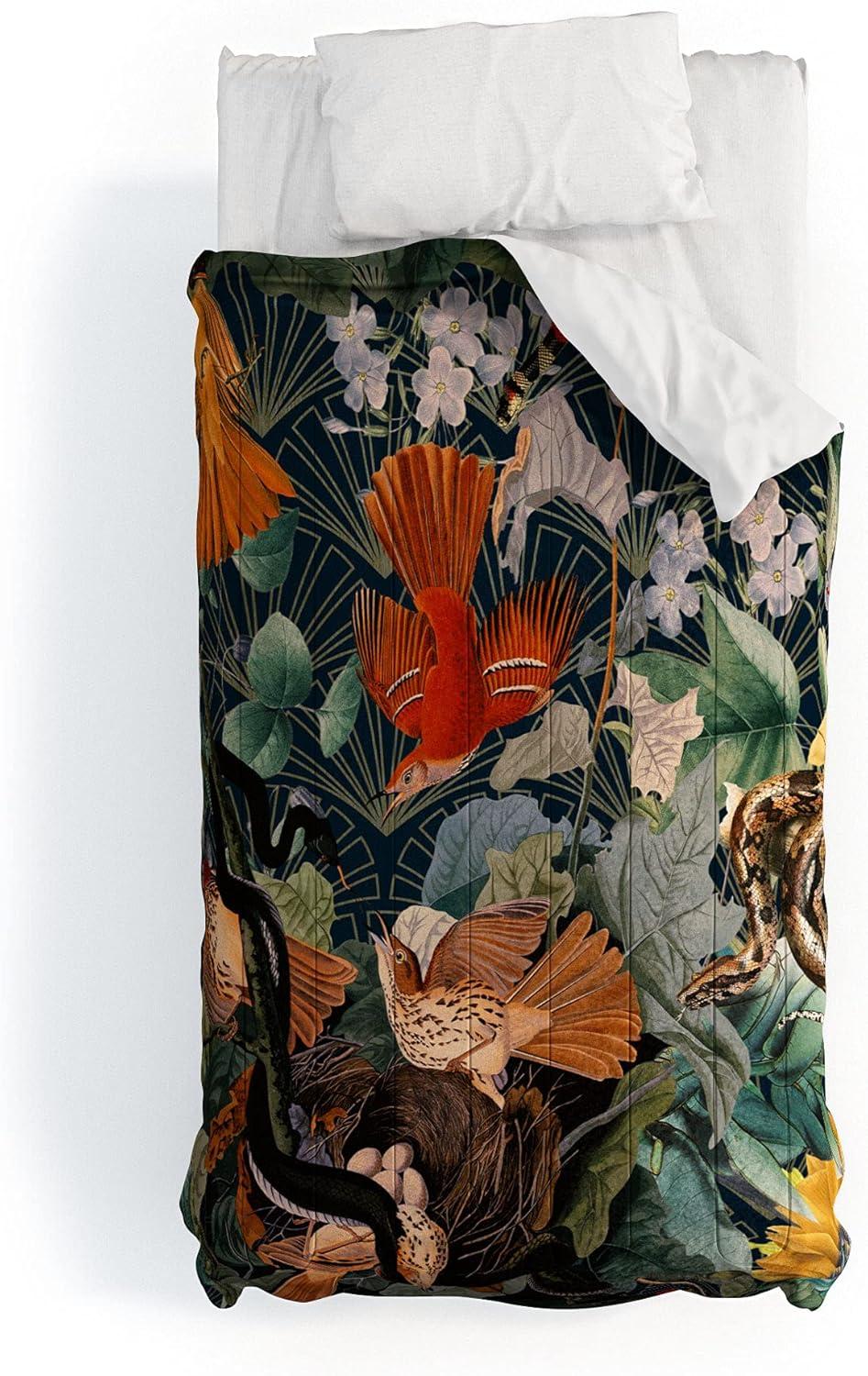 imageSociety6 2021 Cotton Comforter King Anitas amp Bellas Artwork Gold Palm Leaves Dream 1Burcu Korkmazyurek Birds and Snakes