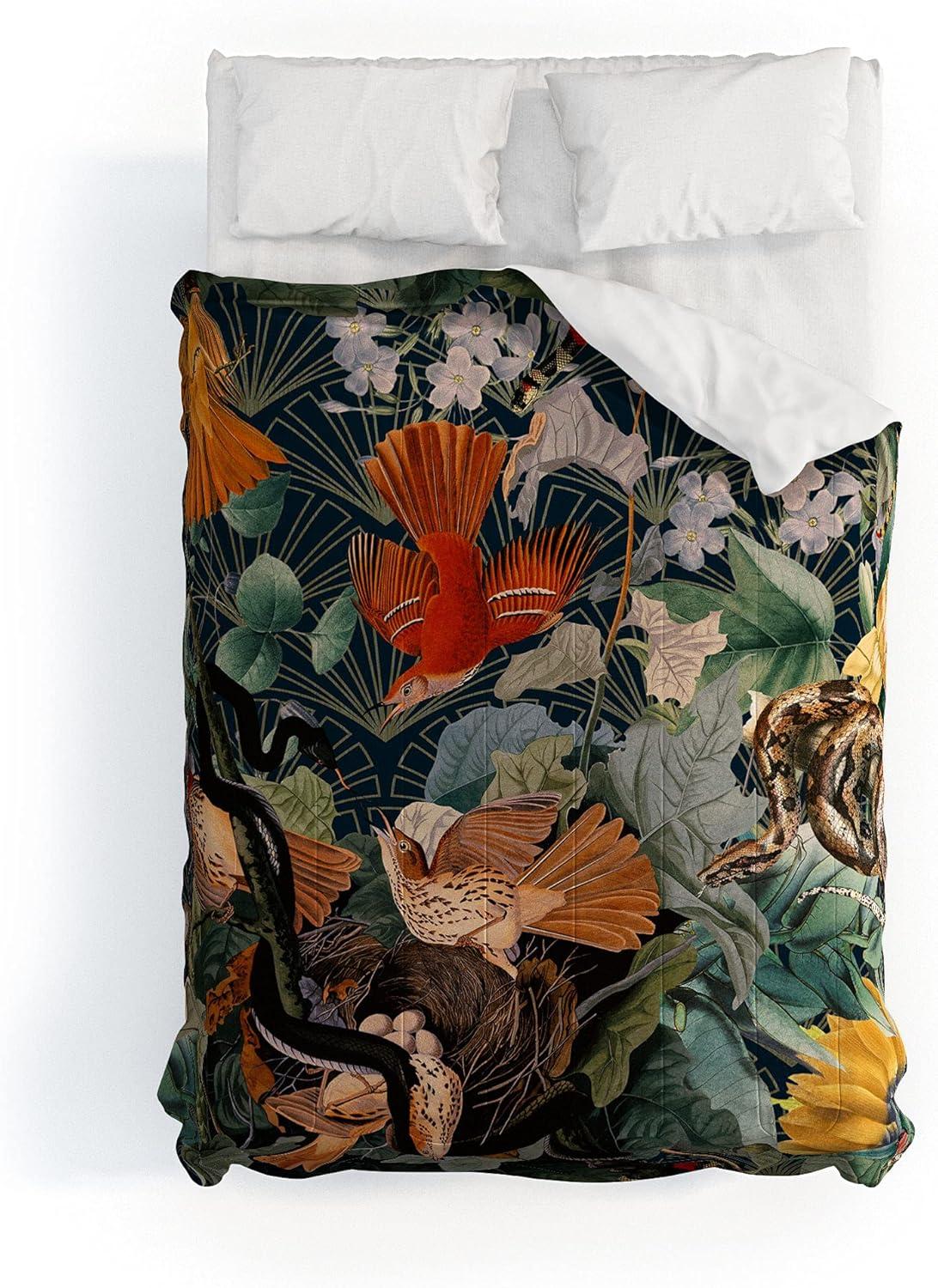 imageSociety6 2021 Cotton Comforter King Anitas amp Bellas Artwork Gold Palm Leaves Dream 1Burcu Korkmazyurek Birds and Snakes