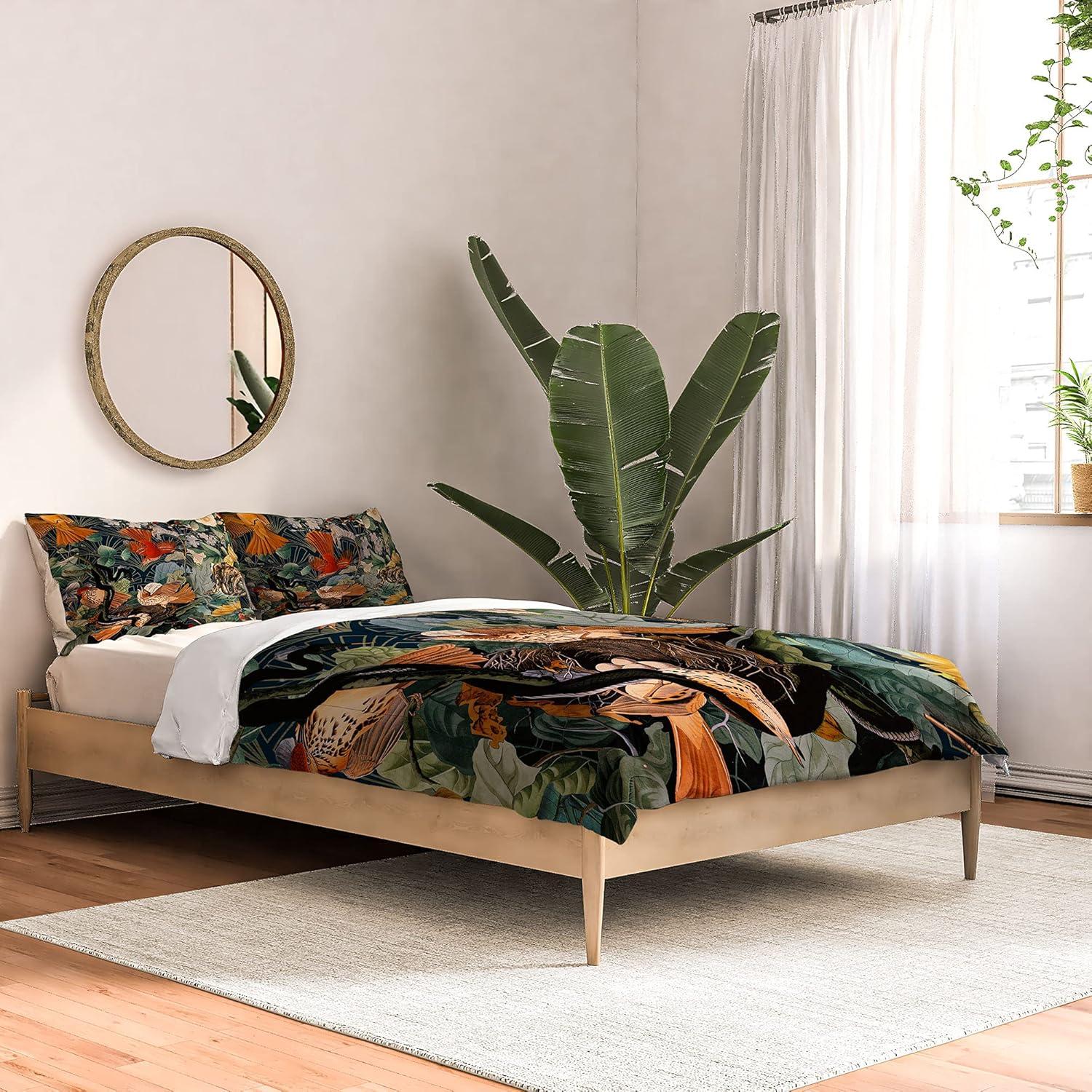 imageSociety6 2021 Cotton Comforter King Anitas amp Bellas Artwork Gold Palm Leaves Dream 1Burcu Korkmazyurek Birds and Snakes