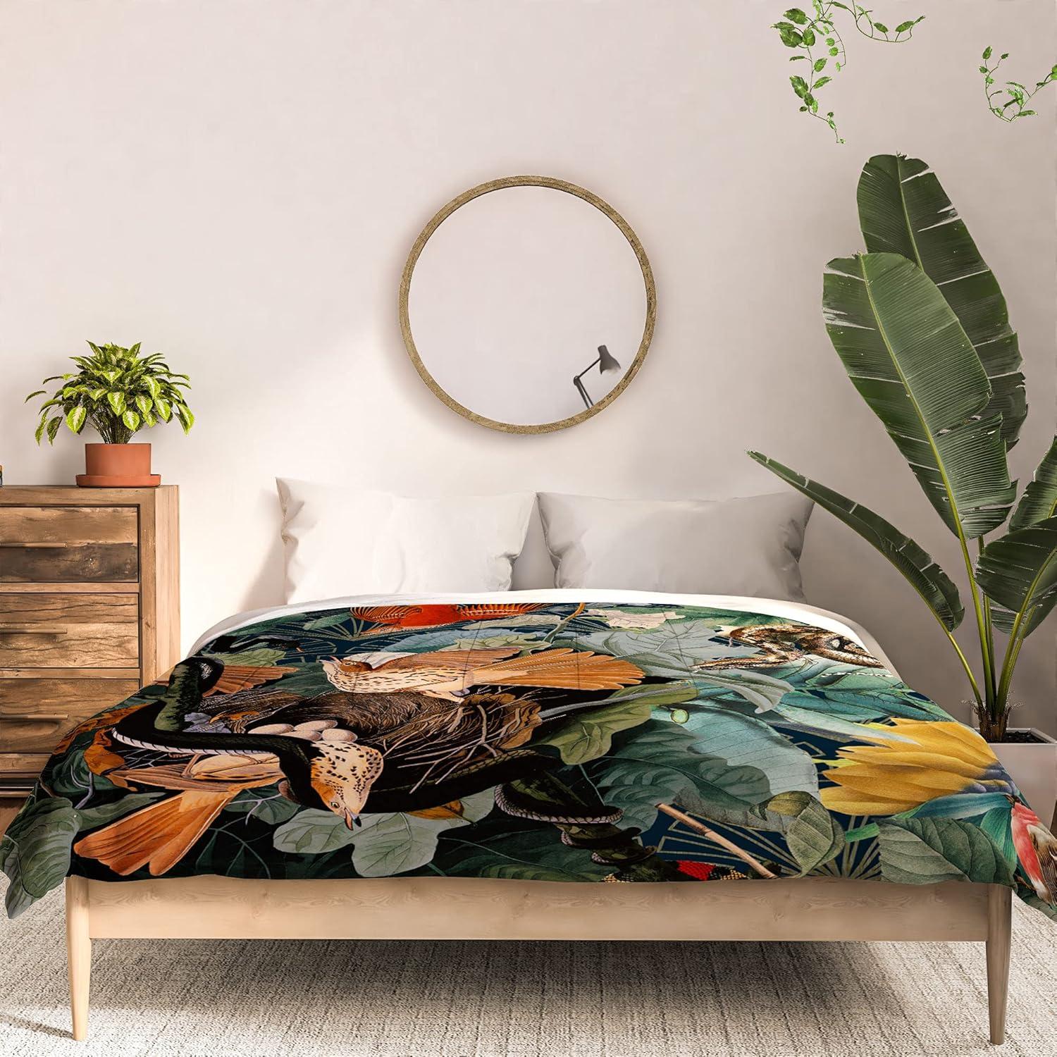 imageSociety6 2021 Cotton Comforter King Anitas amp Bellas Artwork Gold Palm Leaves Dream 1Burcu Korkmazyurek Birds and Snakes