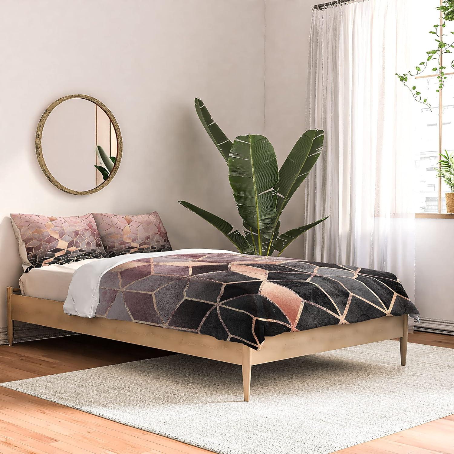 imageSociety6 2021 Cotton Comforter King Anitas amp Bellas Artwork Gold Palm Leaves Dream 1Elisabeth Fredriksson Pink Grey Gradient Cubes 2