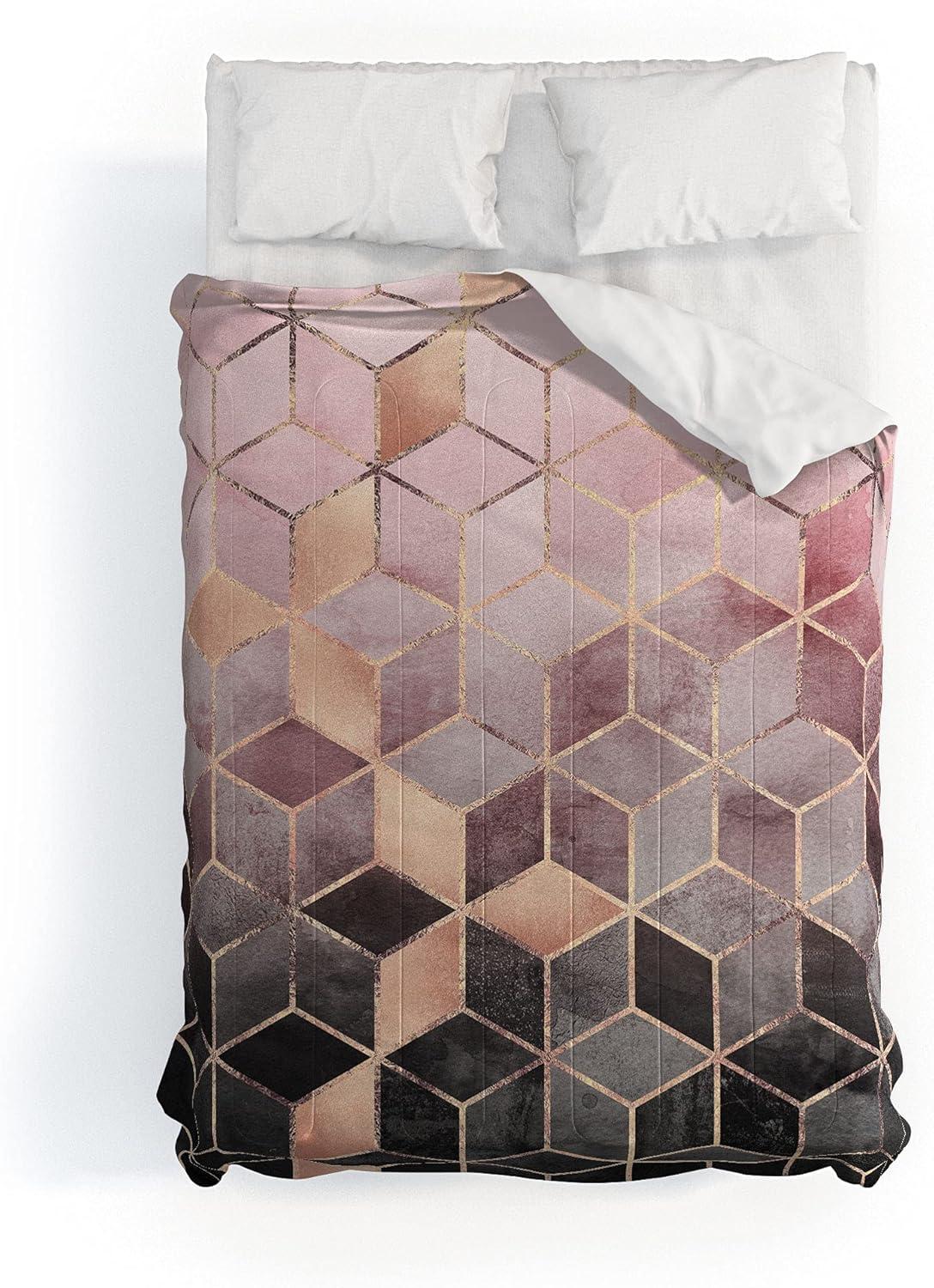 imageSociety6 2021 Cotton Comforter King Anitas amp Bellas Artwork Gold Palm Leaves Dream 1Elisabeth Fredriksson Pink Grey Gradient Cubes 2