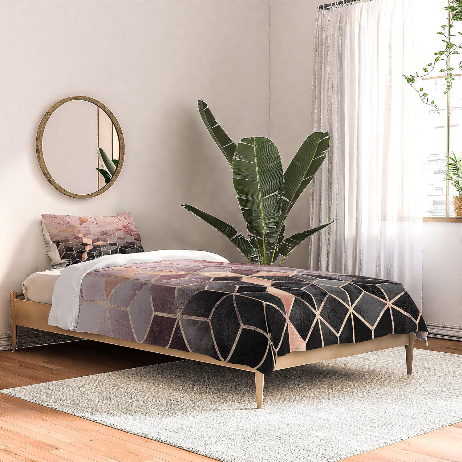 imageSociety6 2021 Cotton Comforter King Anitas amp Bellas Artwork Gold Palm Leaves Dream 1Elisabeth Fredriksson Pink Grey Gradient Cubes 2