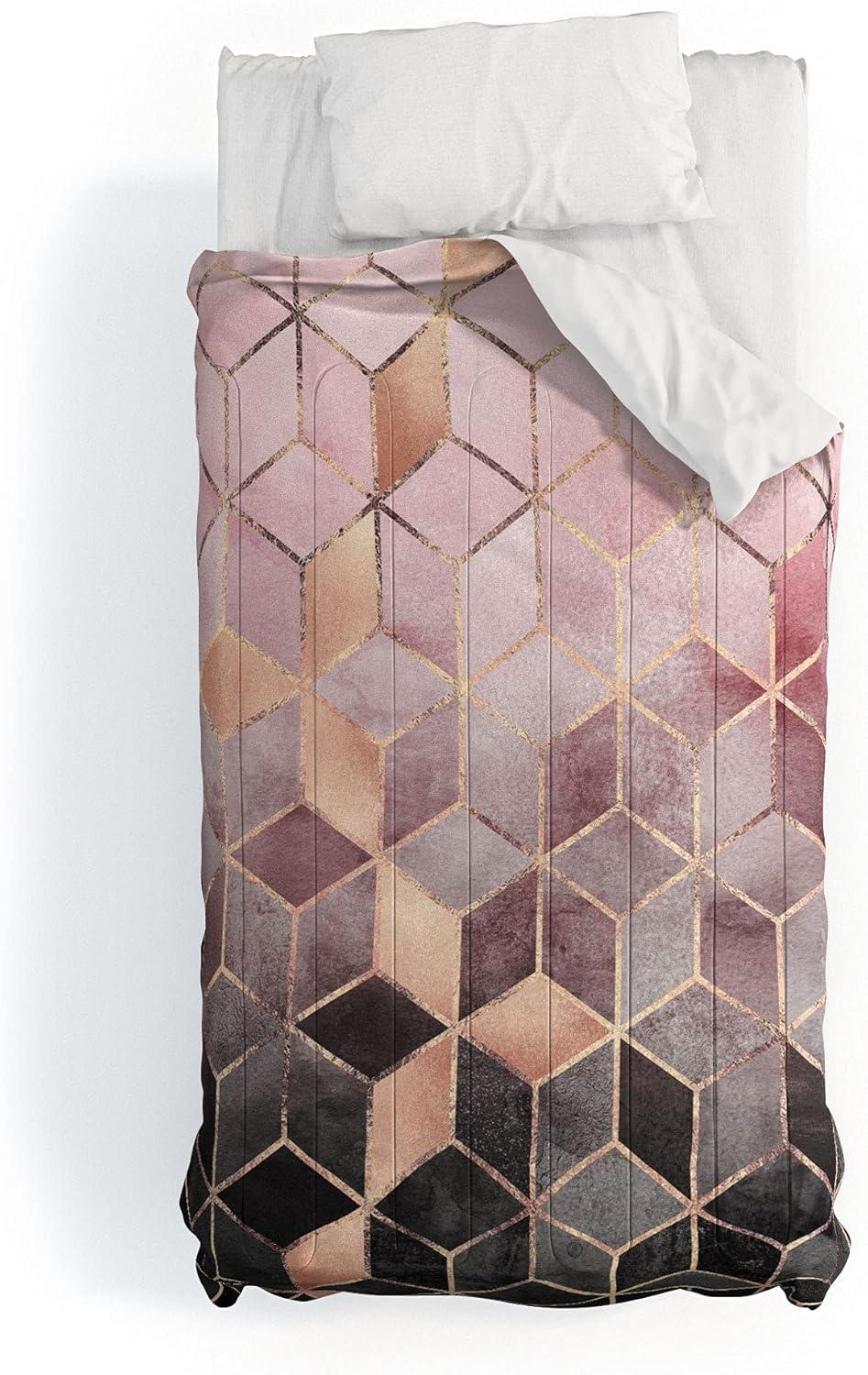 imageSociety6 2021 Cotton Comforter King Anitas amp Bellas Artwork Gold Palm Leaves Dream 1Elisabeth Fredriksson Pink Grey Gradient Cubes 2