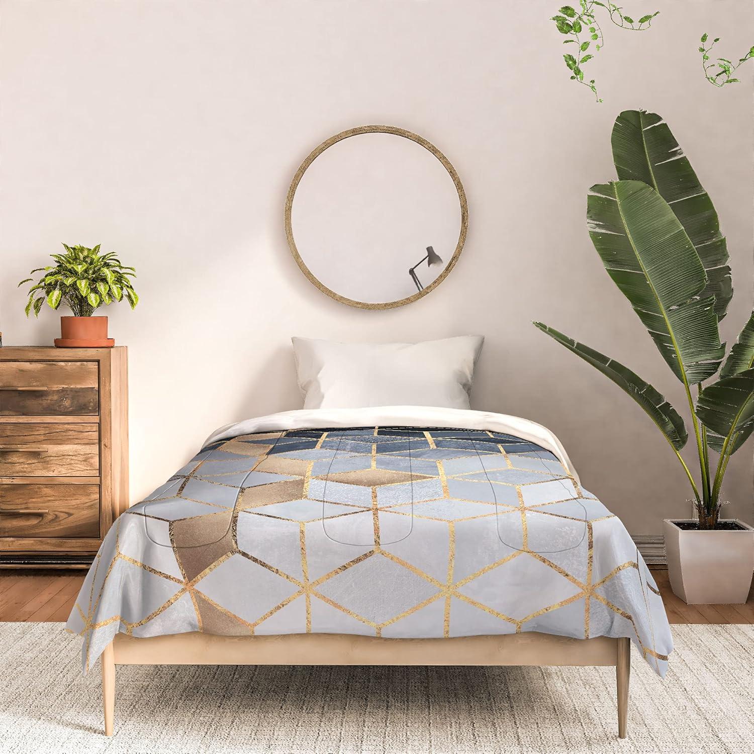 imageSociety6 2021 Cotton Comforter King Anitas amp Bellas Artwork Gold Palm Leaves Dream 1Elisabeth Fredriksson Soft Blue Gradient Cubes 2