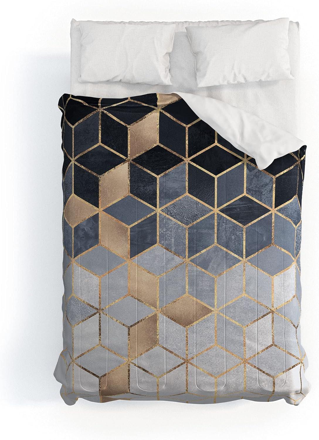 imageSociety6 2021 Cotton Comforter King Anitas amp Bellas Artwork Gold Palm Leaves Dream 1Elisabeth Fredriksson Soft Blue Gradient Cubes 2