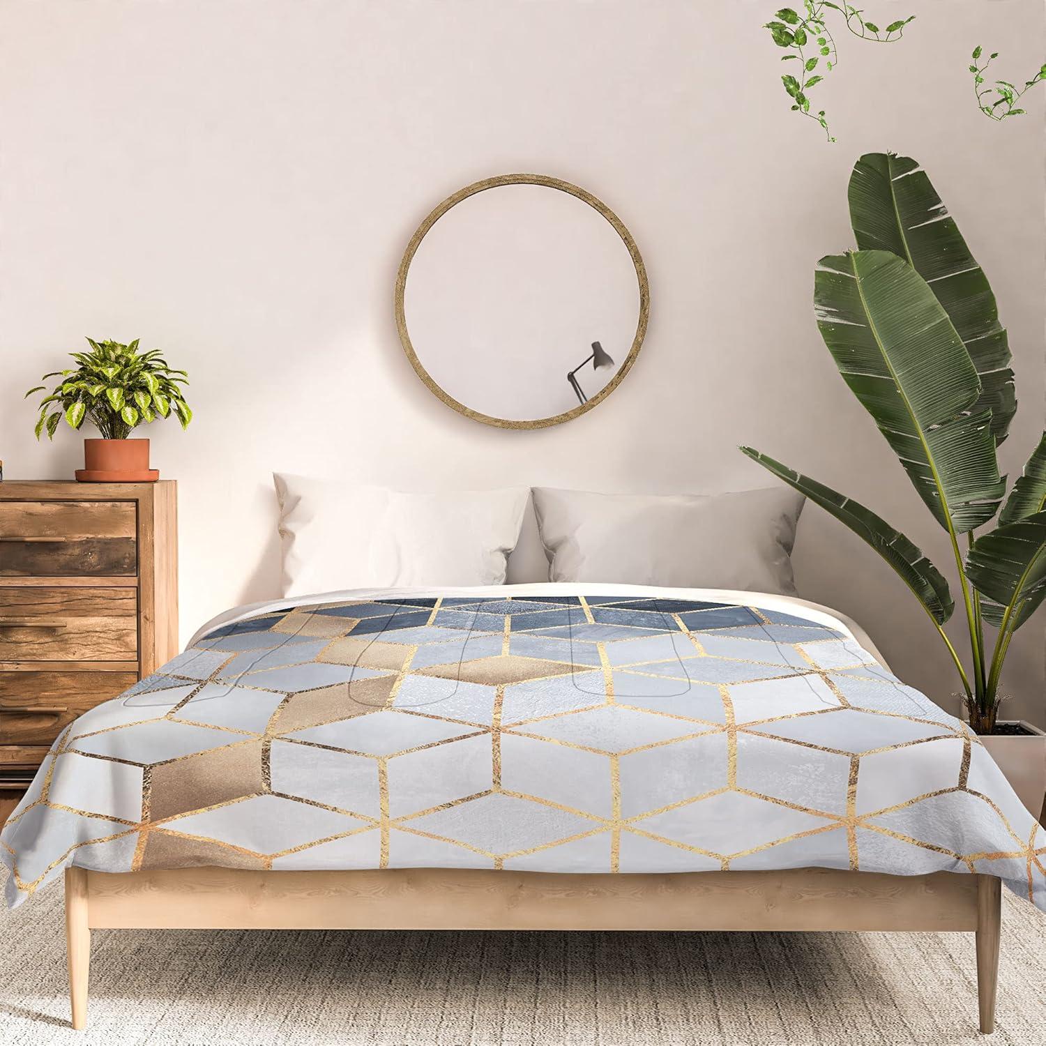 imageSociety6 2021 Cotton Comforter King Anitas amp Bellas Artwork Gold Palm Leaves Dream 1Elisabeth Fredriksson Soft Blue Gradient Cubes 2