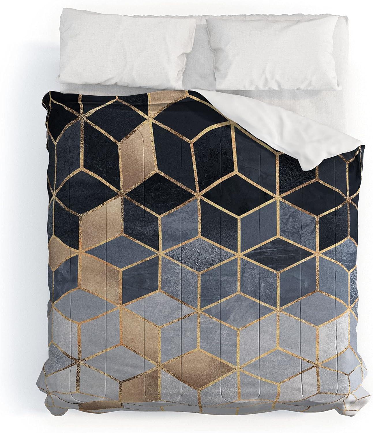 imageSociety6 2021 Cotton Comforter King Anitas amp Bellas Artwork Gold Palm Leaves Dream 1Elisabeth Fredriksson Soft Blue Gradient Cubes 2