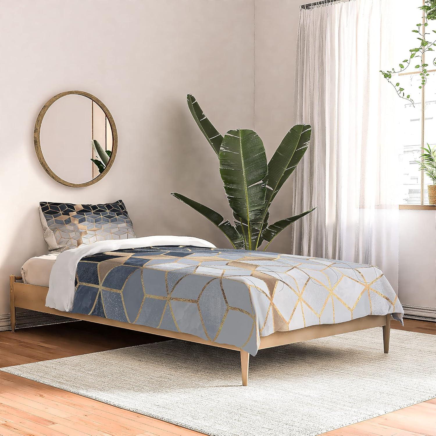 imageSociety6 2021 Cotton Comforter King Anitas amp Bellas Artwork Gold Palm Leaves Dream 1Elisabeth Fredriksson Soft Blue Gradient Cubes 2