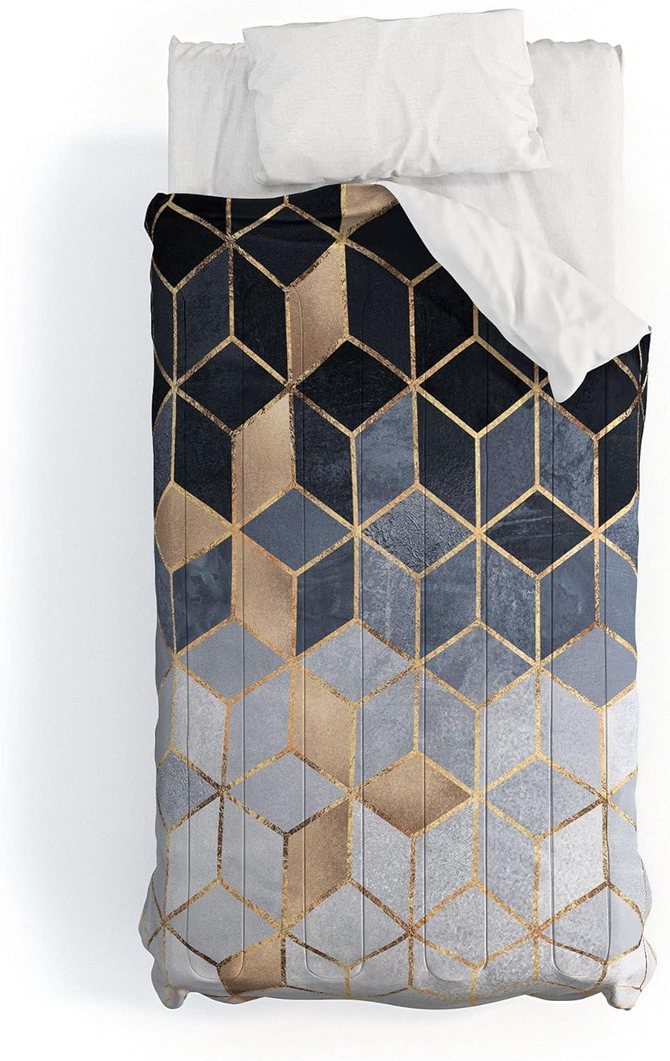 imageSociety6 2021 Cotton Comforter King Anitas amp Bellas Artwork Gold Palm Leaves Dream 1Elisabeth Fredriksson Soft Blue Gradient Cubes 2