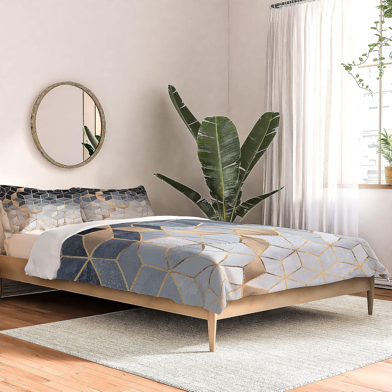 imageSociety6 2021 Cotton Comforter King Anitas amp Bellas Artwork Gold Palm Leaves Dream 1Elisabeth Fredriksson Soft Blue Gradient Cubes 2