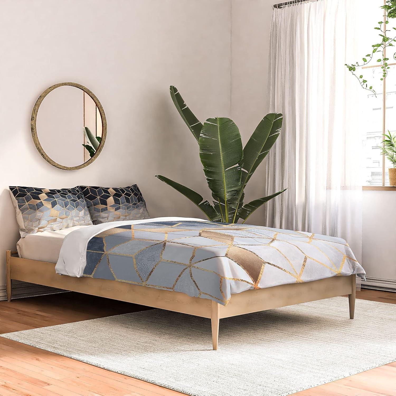 imageSociety6 2021 Cotton Comforter King Anitas amp Bellas Artwork Gold Palm Leaves Dream 1Elisabeth Fredriksson Soft Blue Gradient Cubes 2