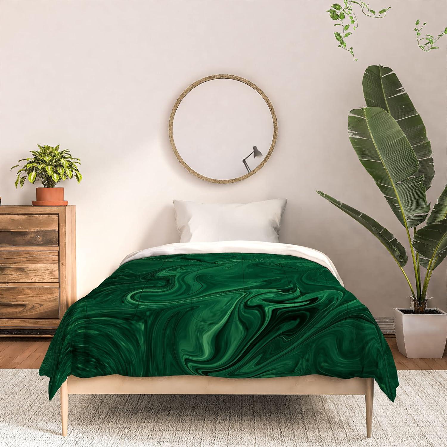 imageSociety6 2021 Cotton Comforter King Anitas amp Bellas Artwork Gold Palm Leaves Dream 1Sheila Wenzelganny Emerald Green Abstract