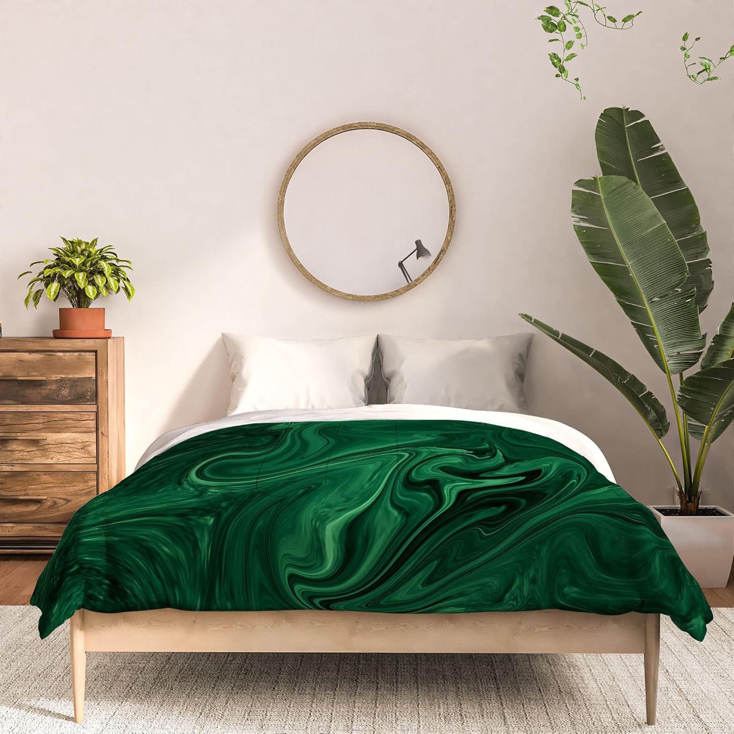 imageSociety6 2021 Cotton Comforter King Anitas amp Bellas Artwork Gold Palm Leaves Dream 1Sheila Wenzelganny Emerald Green Abstract
