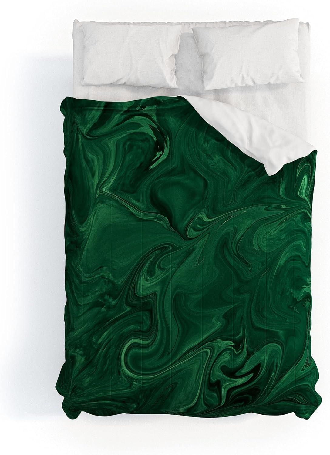 imageSociety6 2021 Cotton Comforter King Anitas amp Bellas Artwork Gold Palm Leaves Dream 1Sheila Wenzelganny Emerald Green Abstract