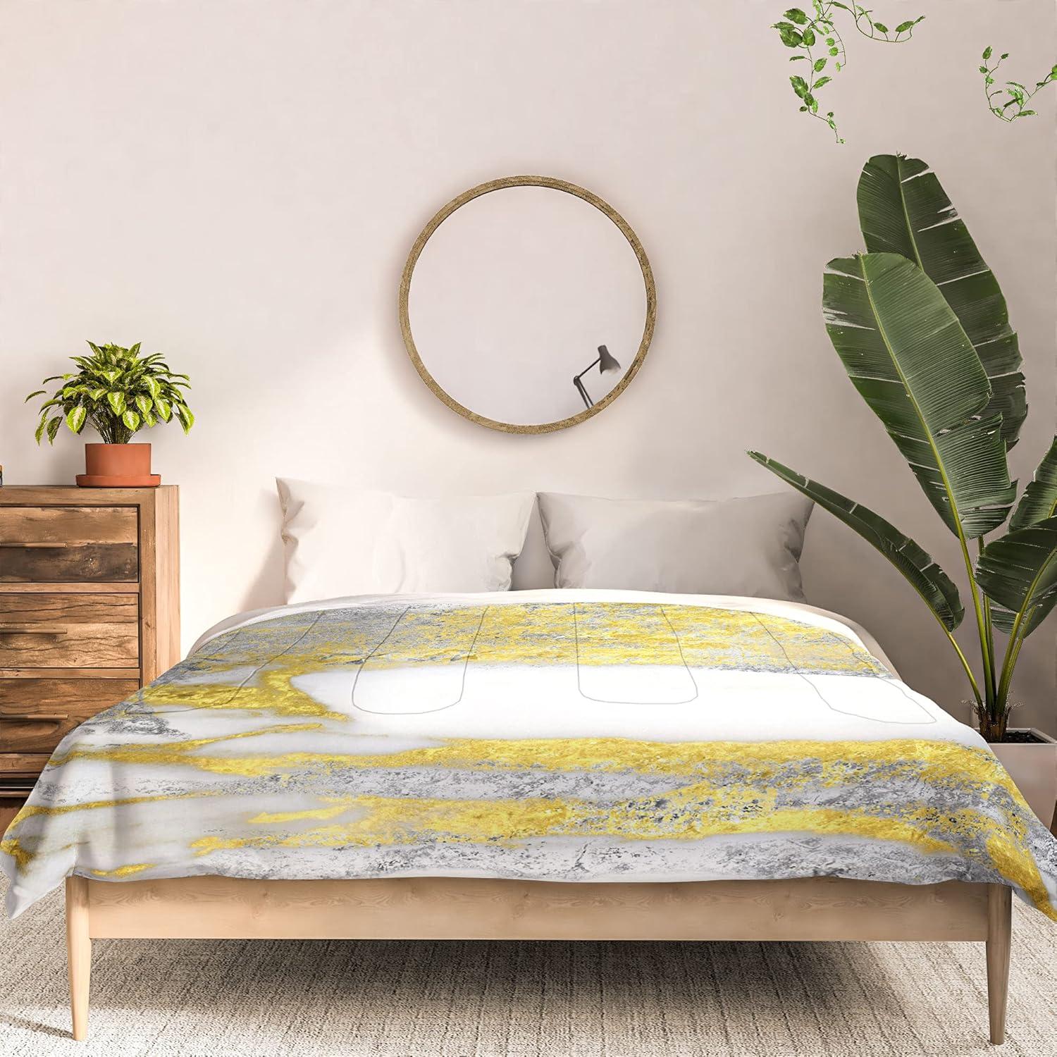 imageSociety6 2021 Cotton Comforter King Anitas amp Bellas Artwork Gold Palm Leaves Dream 1Sheila Wenzelganny Silver and Gold Marble Design